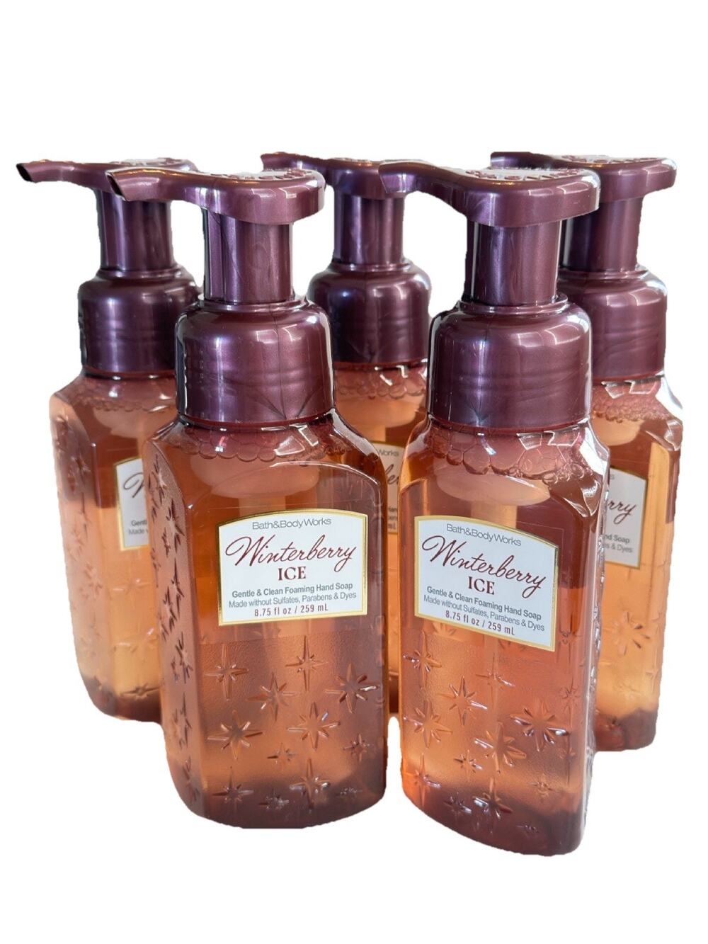 5 X Bath & Body Works WINTERBERRY ICE Gentle Foaming Hand Soap 8.75 fl oz